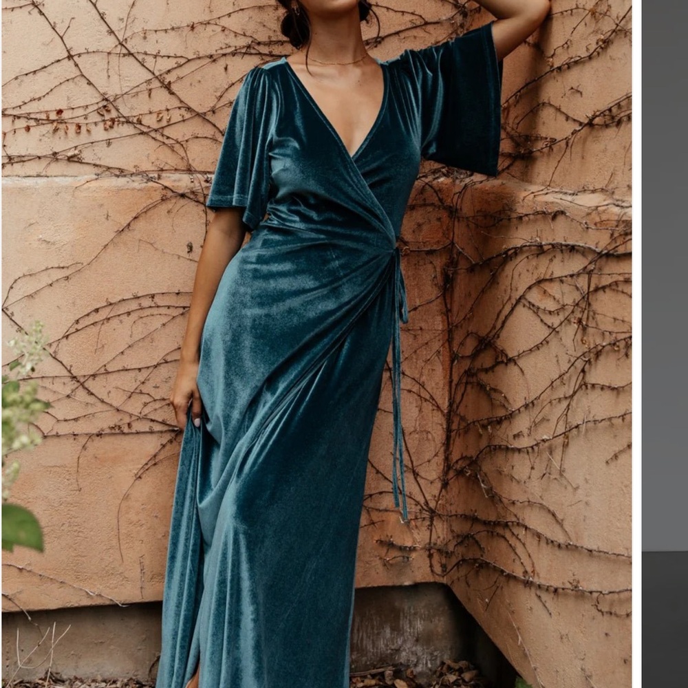 Baltic Born Teal Velvet Maxi Dress